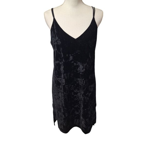 Evelyn Blue Velvet Dress Spaghetti Strap Slip Juniors Large‎ Black Y2K Formal - Picture 2 of 11